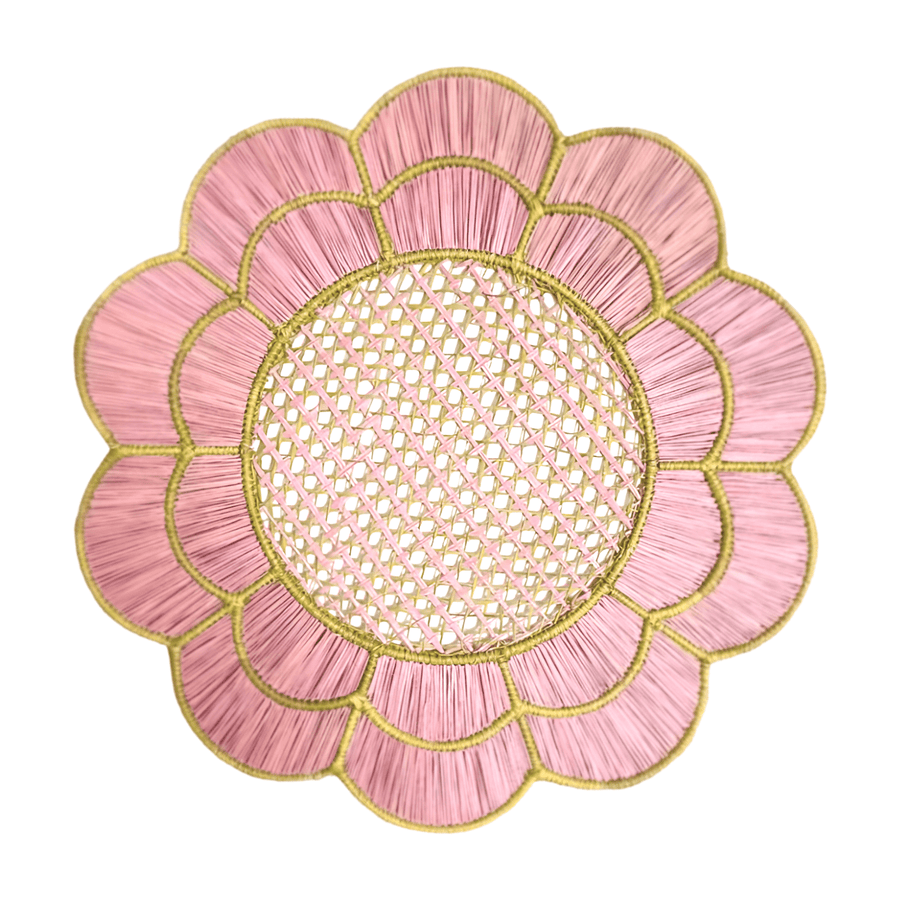 Blush Bloom Handwoven Iraca Placemat - Lilly Pulitzer Inspired Style