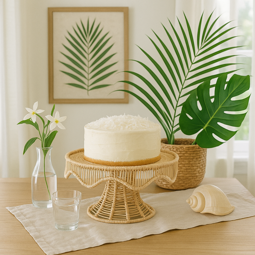 Woven Scallop Round Handwoven Iraca Cake Stand