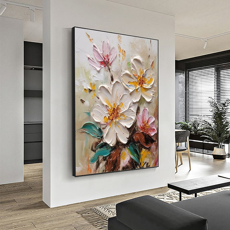Hand Painted Abstract Blooming Flower Oil Painting