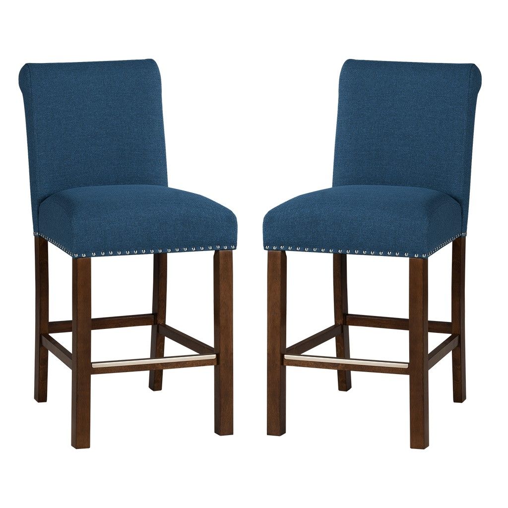 Aubrey Upholstered Counter Stool with Nailhead Trim Set of 2