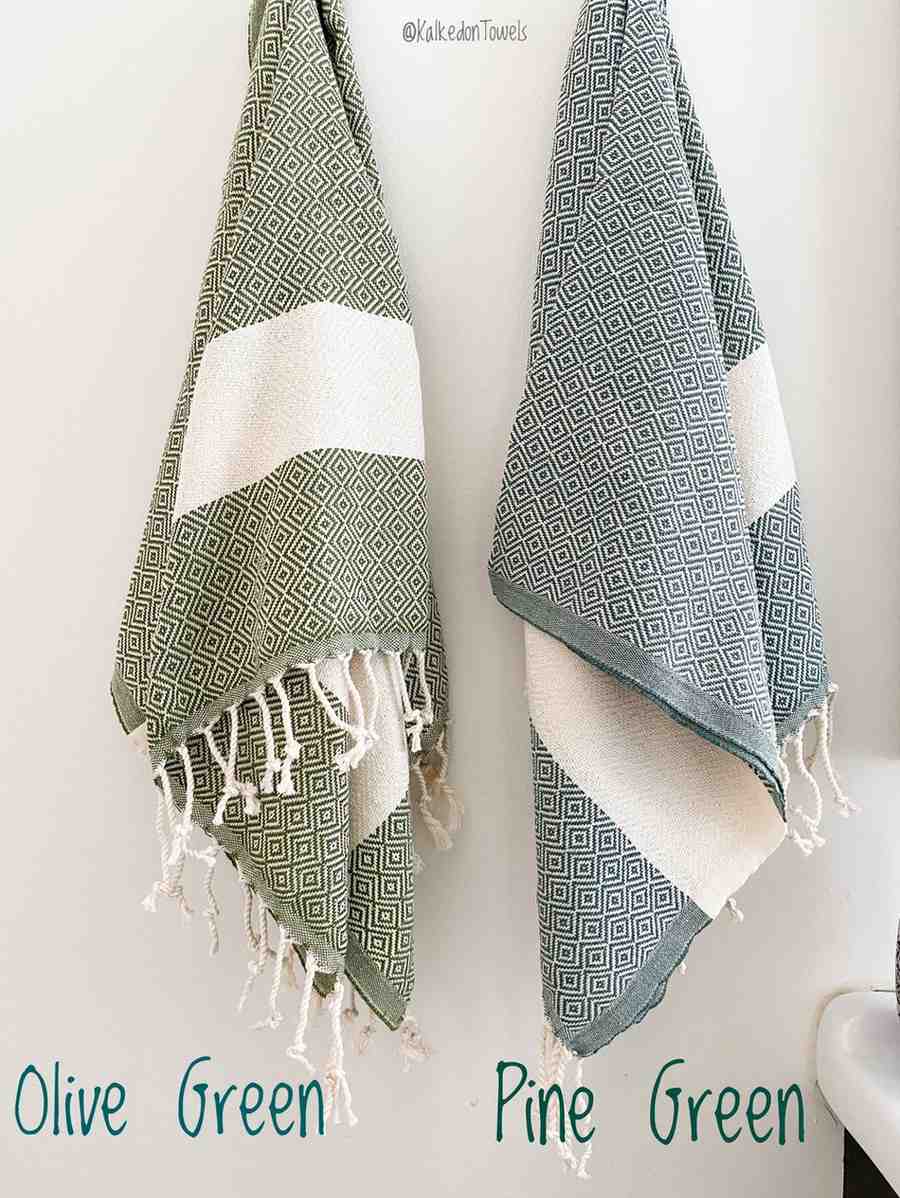 Diamond Hand Towel Olive Green