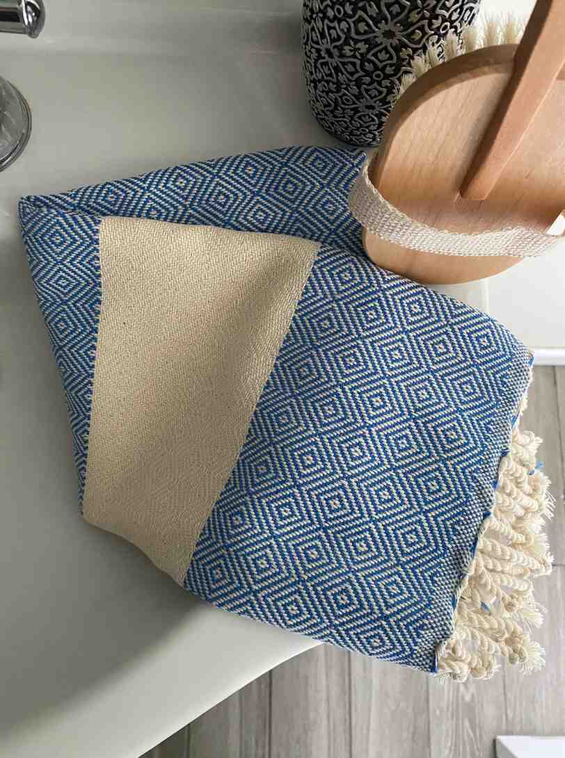 Diamond Hand Towel Dark Blue