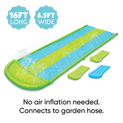 Triple-Lane Water Slide + (3) Inflatable Boogie Boards for Summer Water Play for Toddlers & Children Age 2+