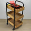 Portable Storage Cart with 3 Removable Bamboo Trays