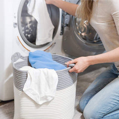 Large Woven Cotton Rope Blanket Storage Basket