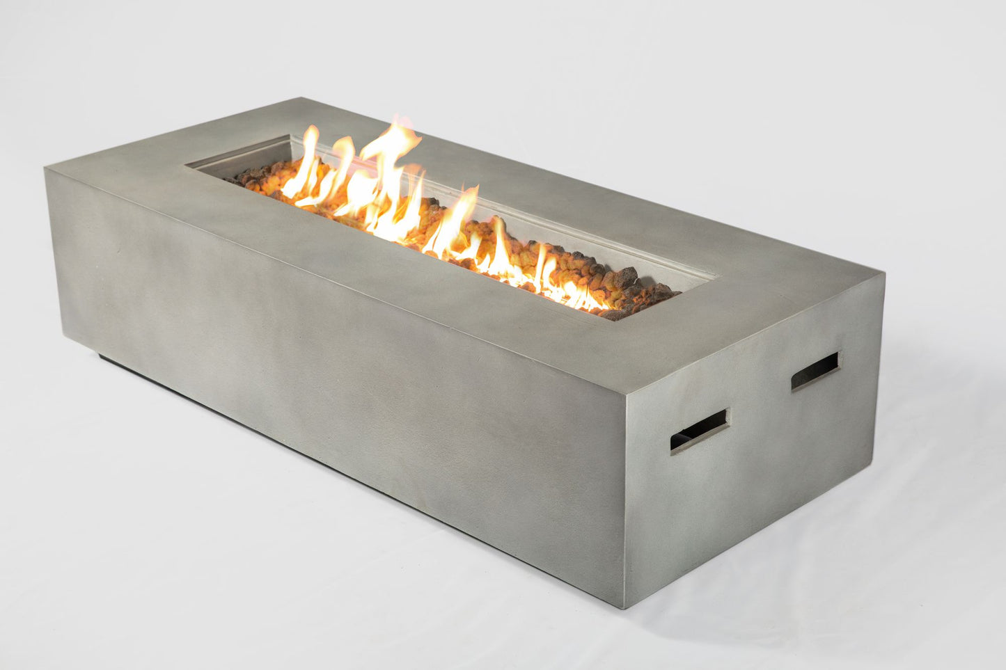 Rashid Rectangular Concrete Propane Fire Pit Table – Smokeless Outdoor Heater