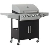 52" Barbecue Grill with Wheels, 4+1 Burner Liquid Propane Gas Grill in Silver Silver