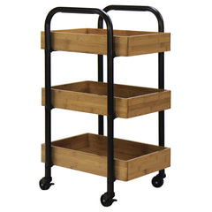 Portable Storage Cart with 3 Removable Bamboo Trays
