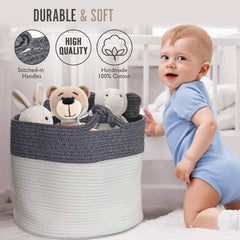 Large Woven Cotton Rope Blanket Storage Basket