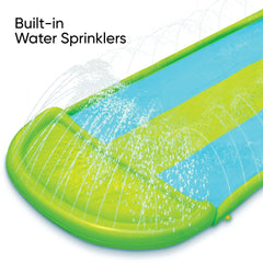 Triple-Lane Water Slide + (3) Inflatable Boogie Boards for Summer Water Play for Toddlers & Children Age 2+