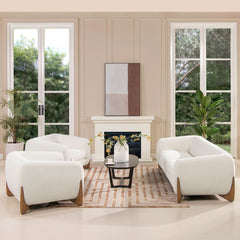 Alpine 44" Sherpa Arm Chair, Ivory White Boucle