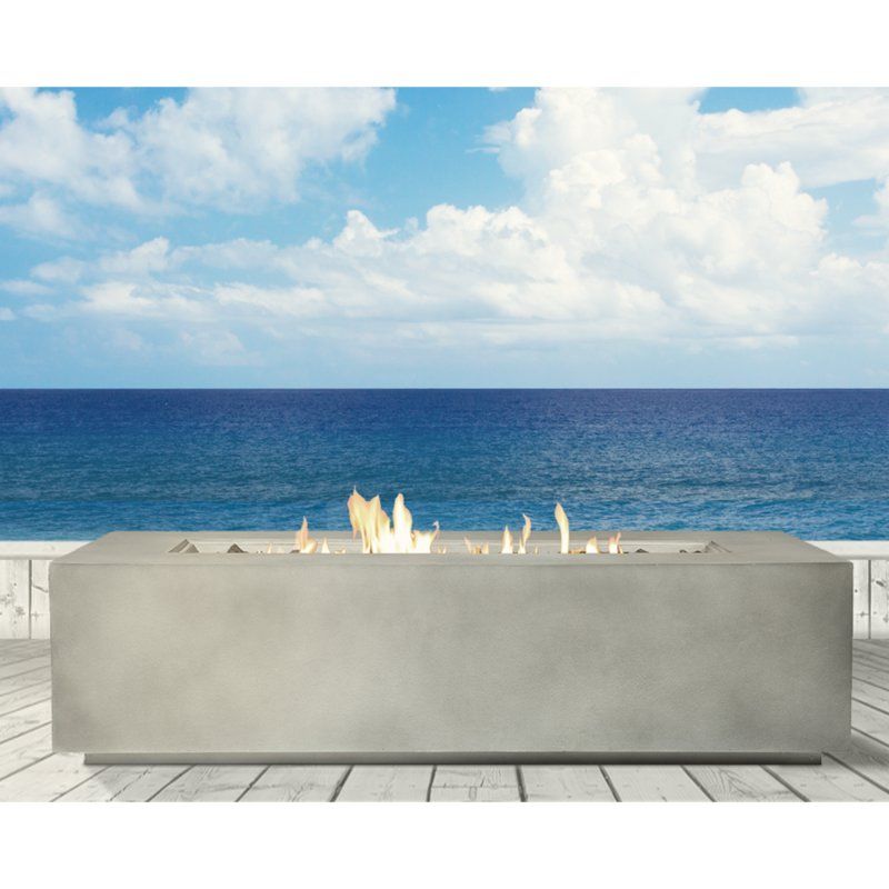 Rashid Rectangular Concrete Propane Fire Pit Table – Smokeless Outdoor Heater