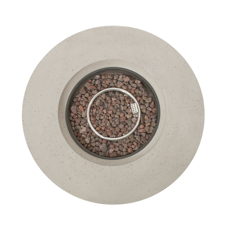 Outdoor 50,000 BTU Round MgO Concrete Propane Fire Pit, Light Grey (Tank Cover not Included)