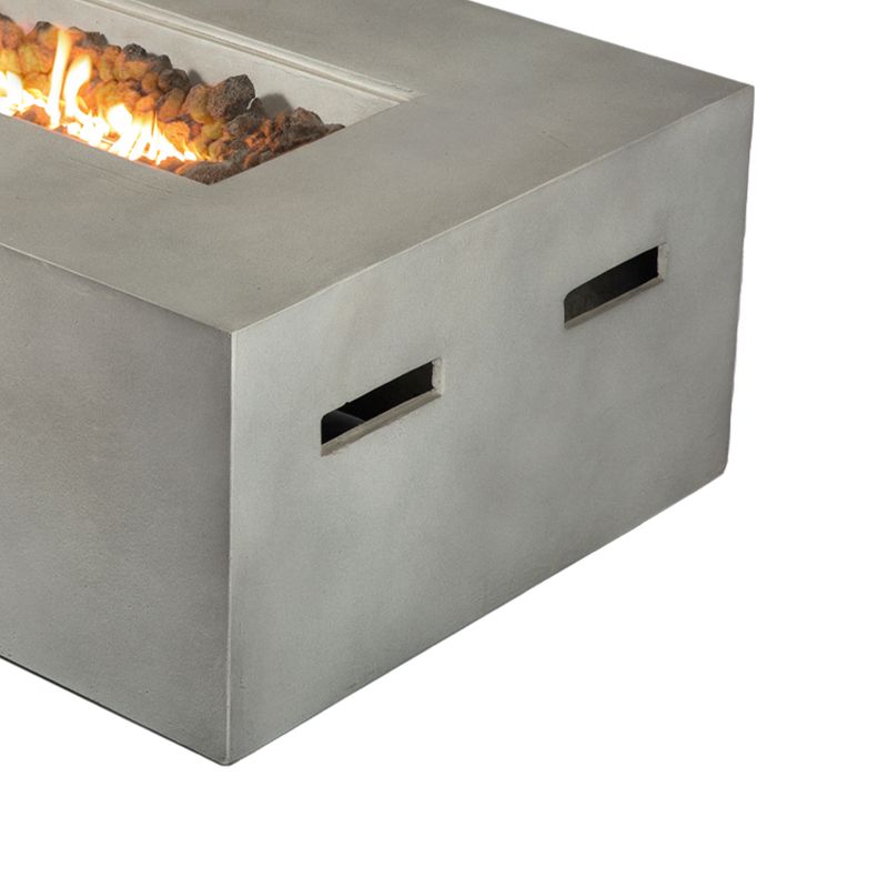 Rashid Rectangular Concrete Propane Fire Pit Table – Smokeless Outdoor Heater