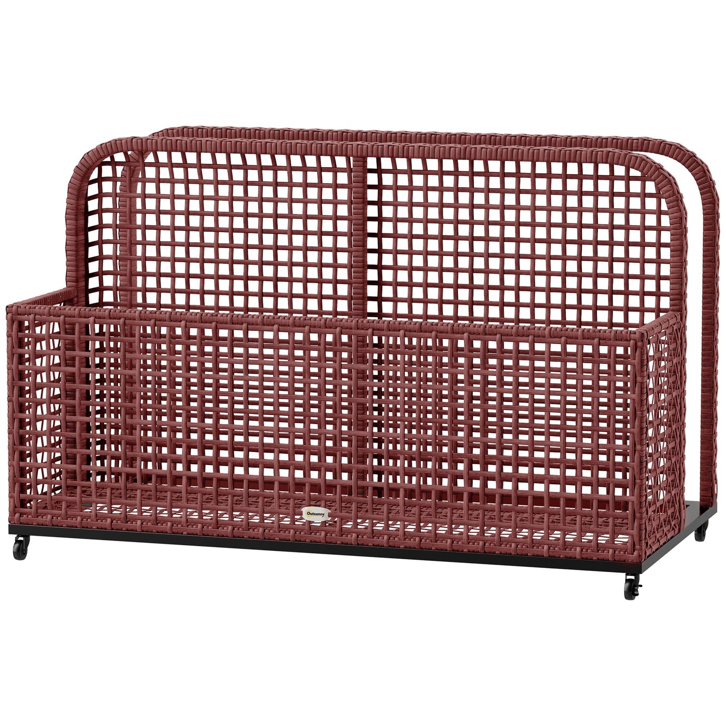 Rattan Pool Float Storage Organizer with Wheels, Mixed Brown Brown