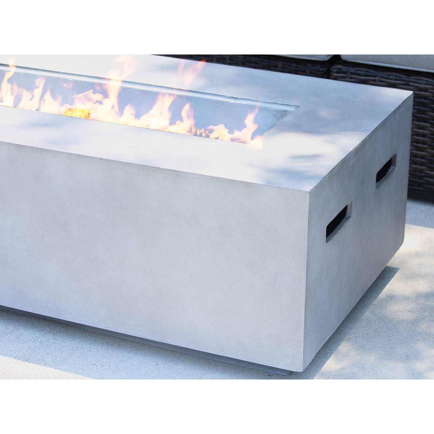 Rashid Rectangular Concrete Propane Fire Pit Table – Smokeless Outdoor Heater