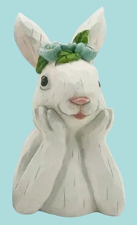 Floral Easter Bunny , 3 Style Options Blue Flowers