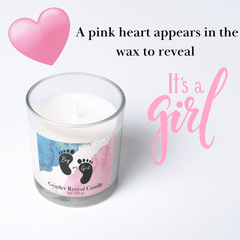 Gender Reveal Candle It's a GIRL (Pink Heart)