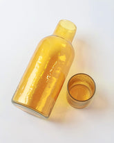 Handblown Hammered Glass Carafe Amber