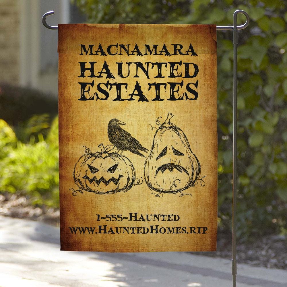 Haunted Estates Personalized Halloween Garden Flag STYLE1