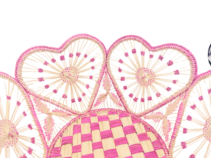 Heartfelt Woven Bread Basket Accented Borders Hot Pink