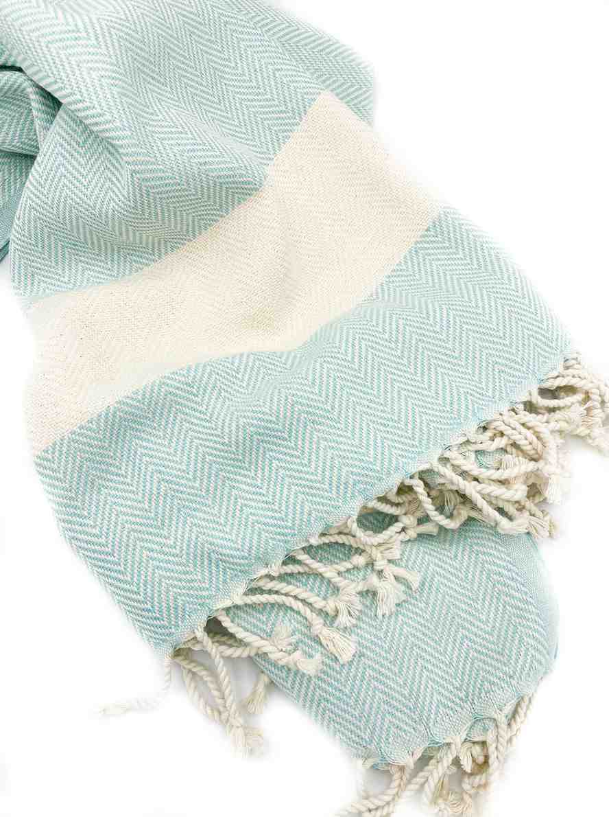 Herringbone Turkish Towel Aqua