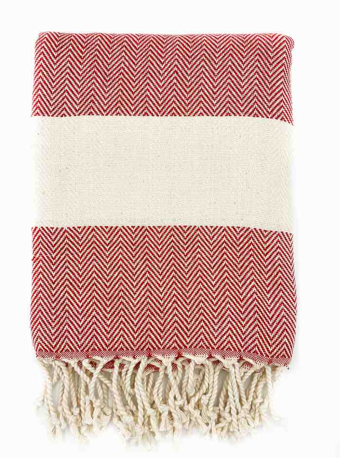 Herringbone Turkish Towel Red