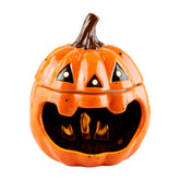 Orange Ceramic Jack-O’-Lantern Open Mouth Candy Container