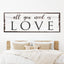 All You Need Is Love Sign 20x60 inch Extra Large Premium Gallery Wrapped