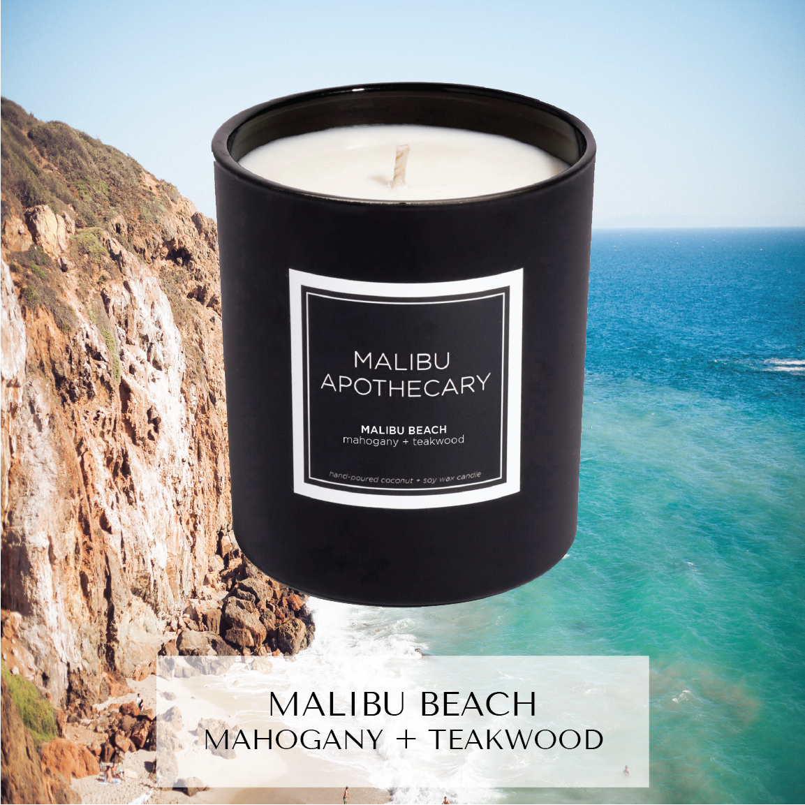 Matte Black Candle Malibu Beach