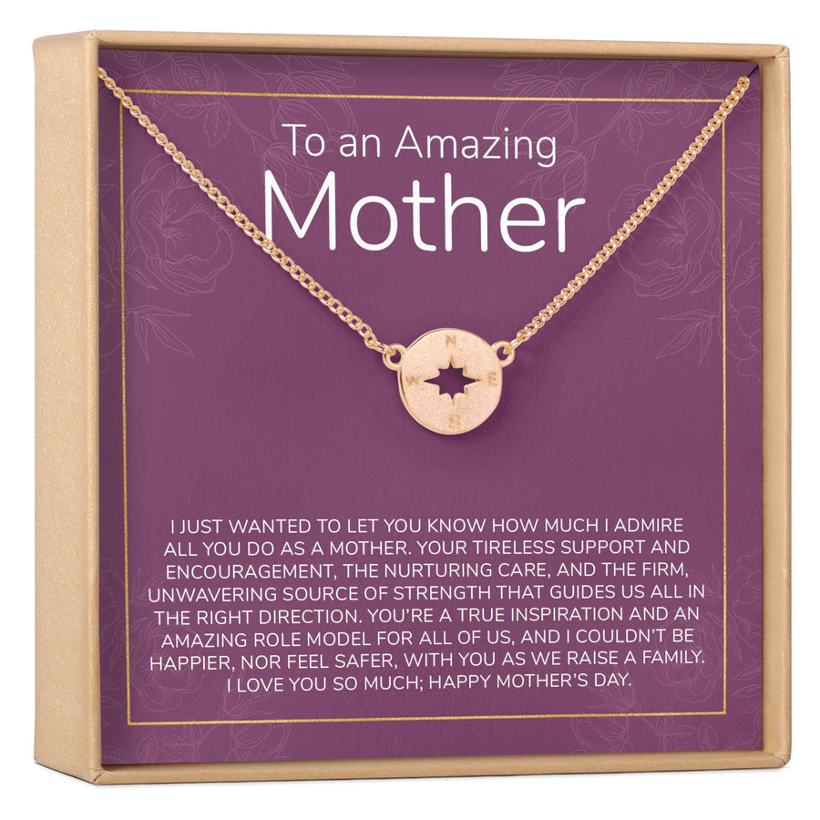 Mother's Day Gift From Husband Compass Necklace Rose Gold