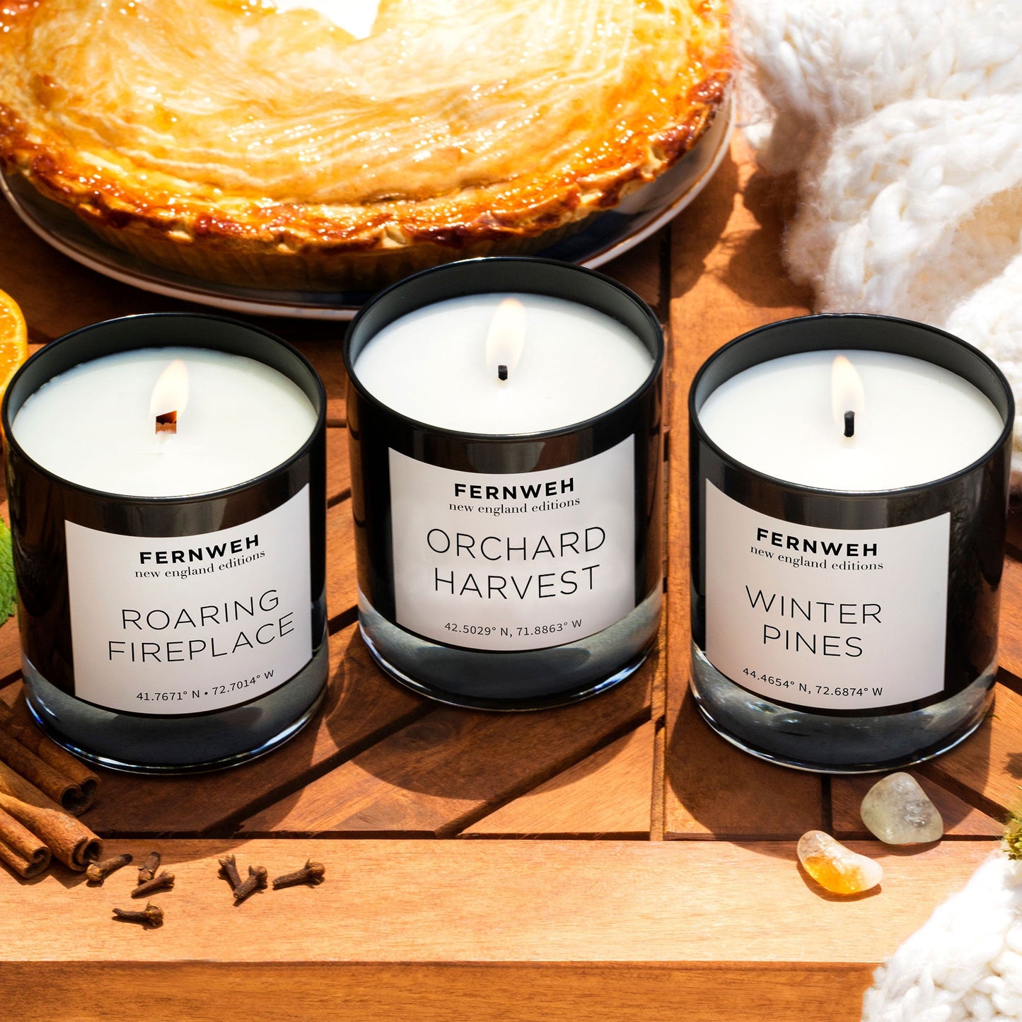 Roaring Fireplace Scented Soy Candle 3 Classic Set
