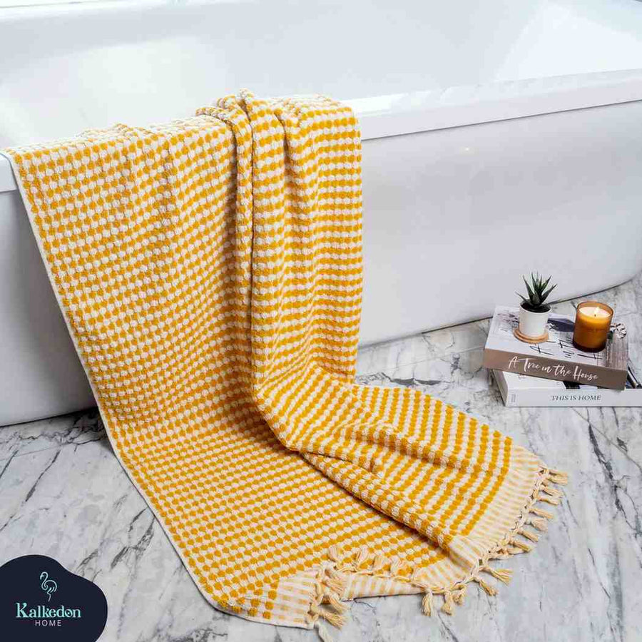 Pom Pom Bath Towel Mustard