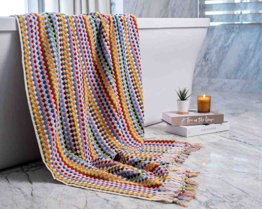 Pom Pom Bath Towel Rainbow