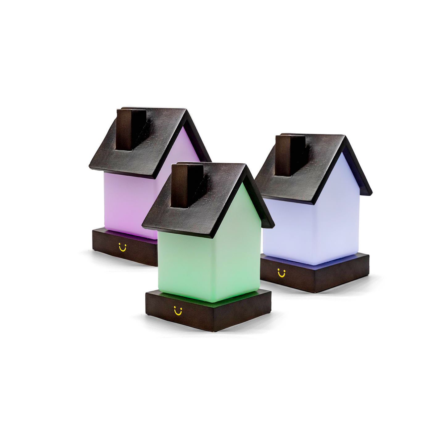 Modern Home Lamp Walnut Set of Three