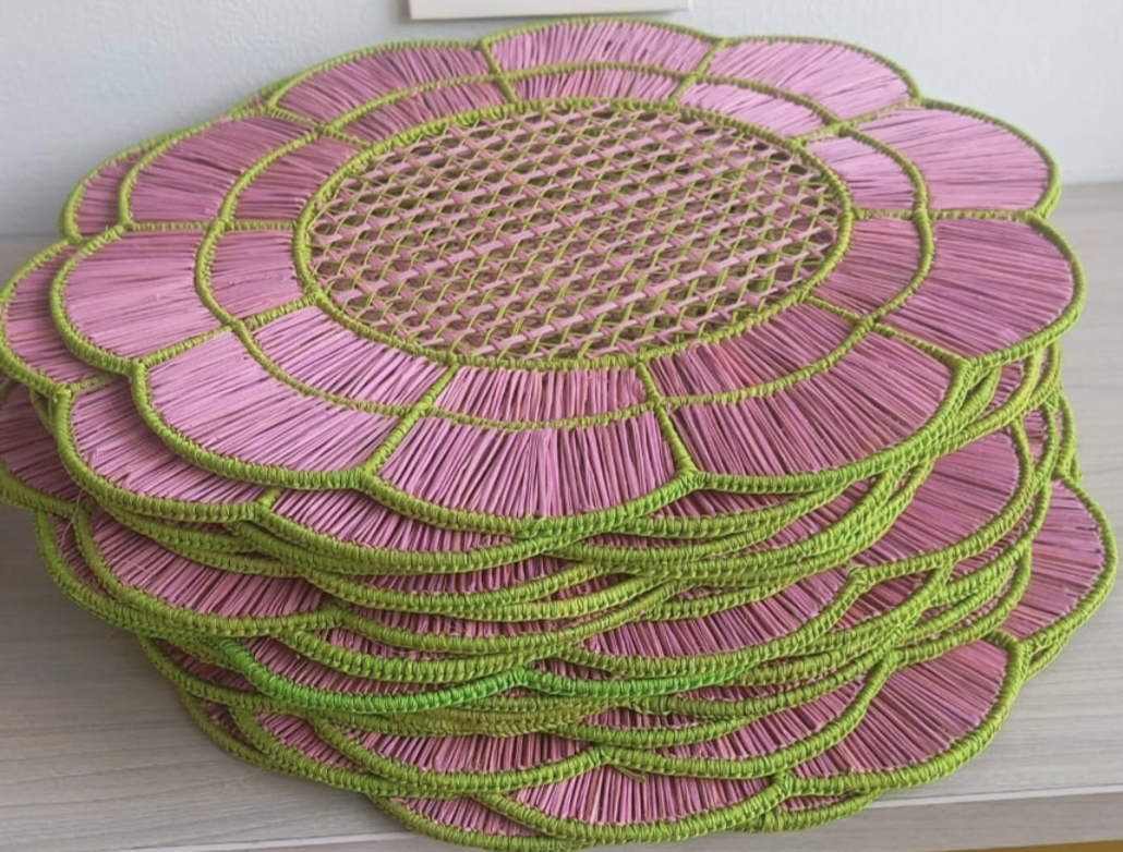 Blush Bloom Handwoven Iraca Placemat - Lilly Pulitzer Inspired Style