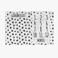 30 x 40 Stars Personalized Baby Months Blanket w Name