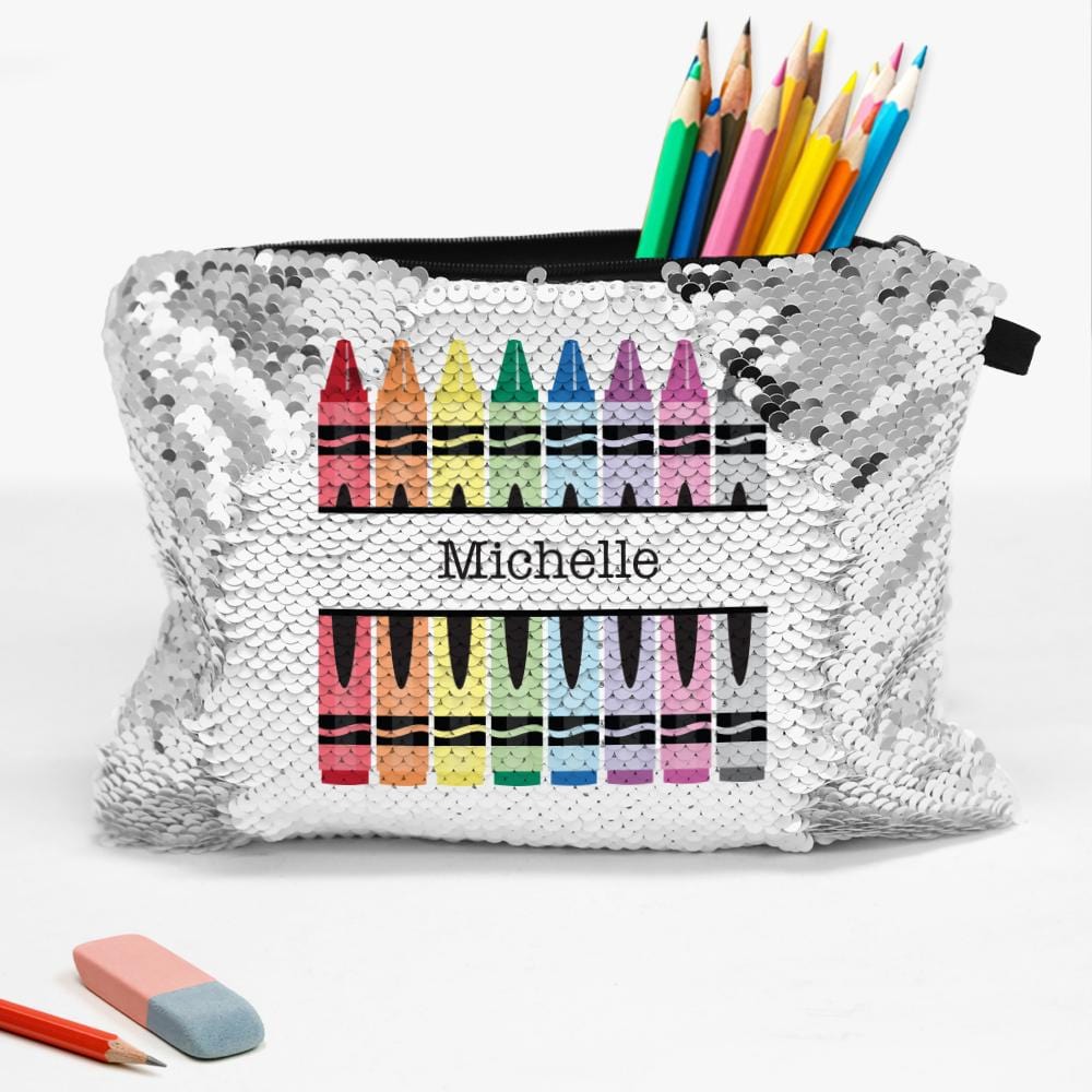 Crayons Personalized Sequin Makeup, Cosmetics, Accessory Bag Default Title