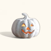 White Small Terracotta Jack-O-Lantern Pumpkin