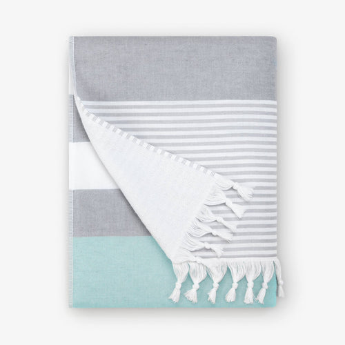 Teal & Gray Cape Cod Turkish Towel