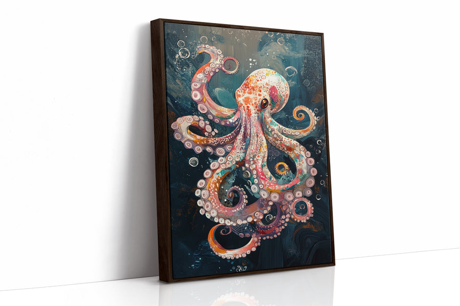 Oceanic Whirl of Dreams Brown Framed Canvas