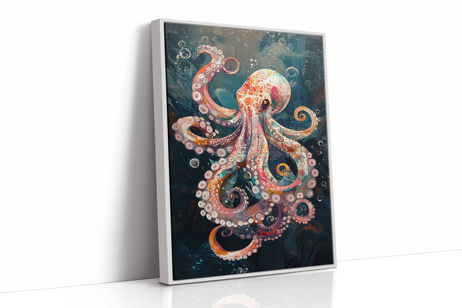 Oceanic Whirl of Dreams White Framed Canvas