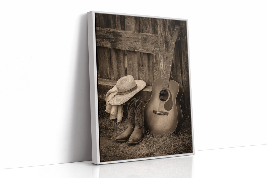 Echoes of Sunlit Retreats White Framed Canvas
