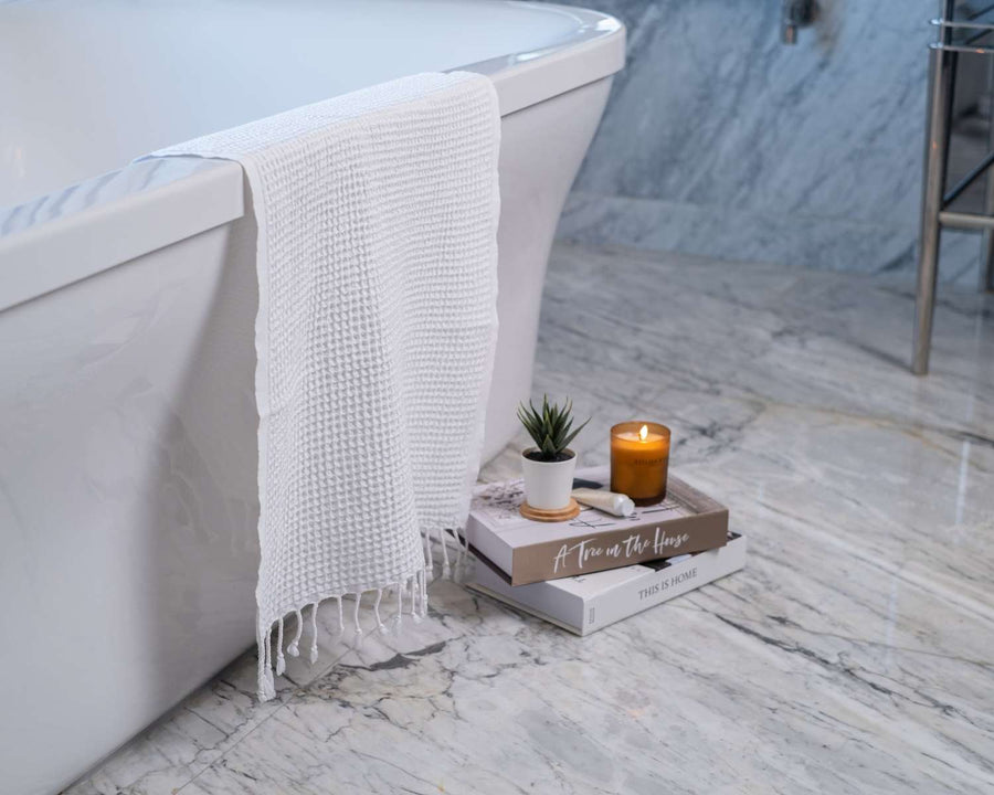 Waffle Turkish Towel White Hand Towel