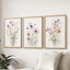 Watercolor Floral Wall Art. Set of 3 Botanical Prints Unframed