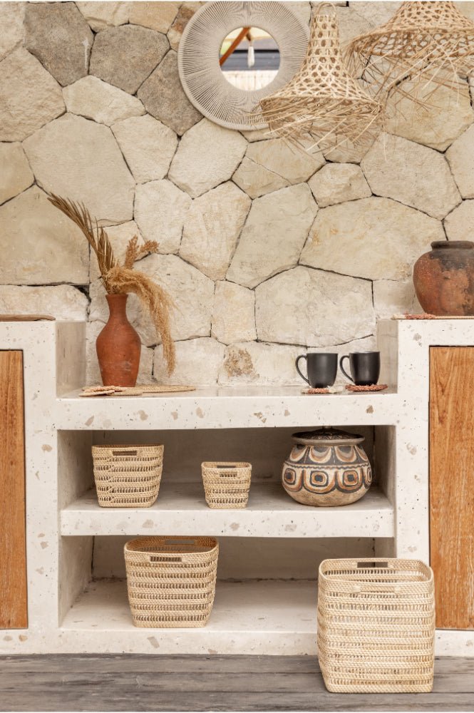 Woven Rattan Cube Storage Baskets Extra Small