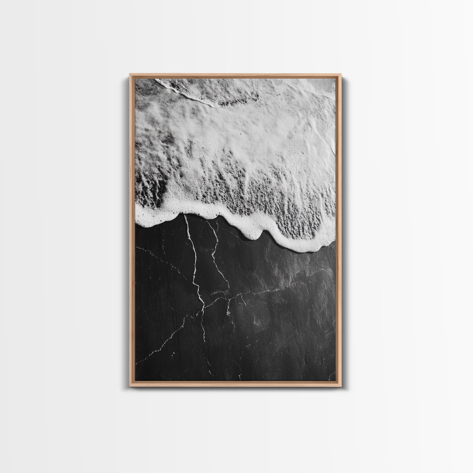 Wave Edge, Cracked Earth, Tide Meets Stone, Nature Contrast, Canvas Print, Abstract Ocean Art, Minimalist Wall Decor, Bathroom Artwork Secondary image