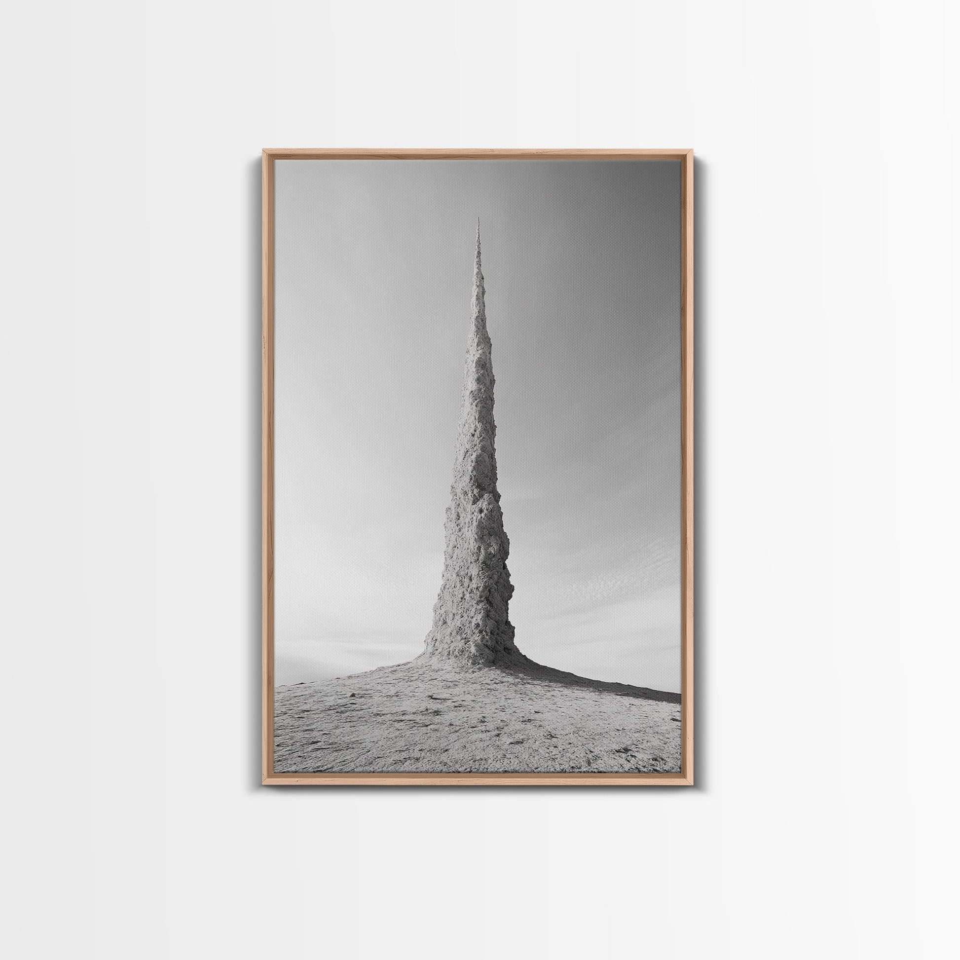 Rock Spire, Desert Sculpture, Abstract Form, Canvas Print, Surreal Landscape Art, Minimalist Wall Decor, Earthy Modern Home Accent Light Oak Floater