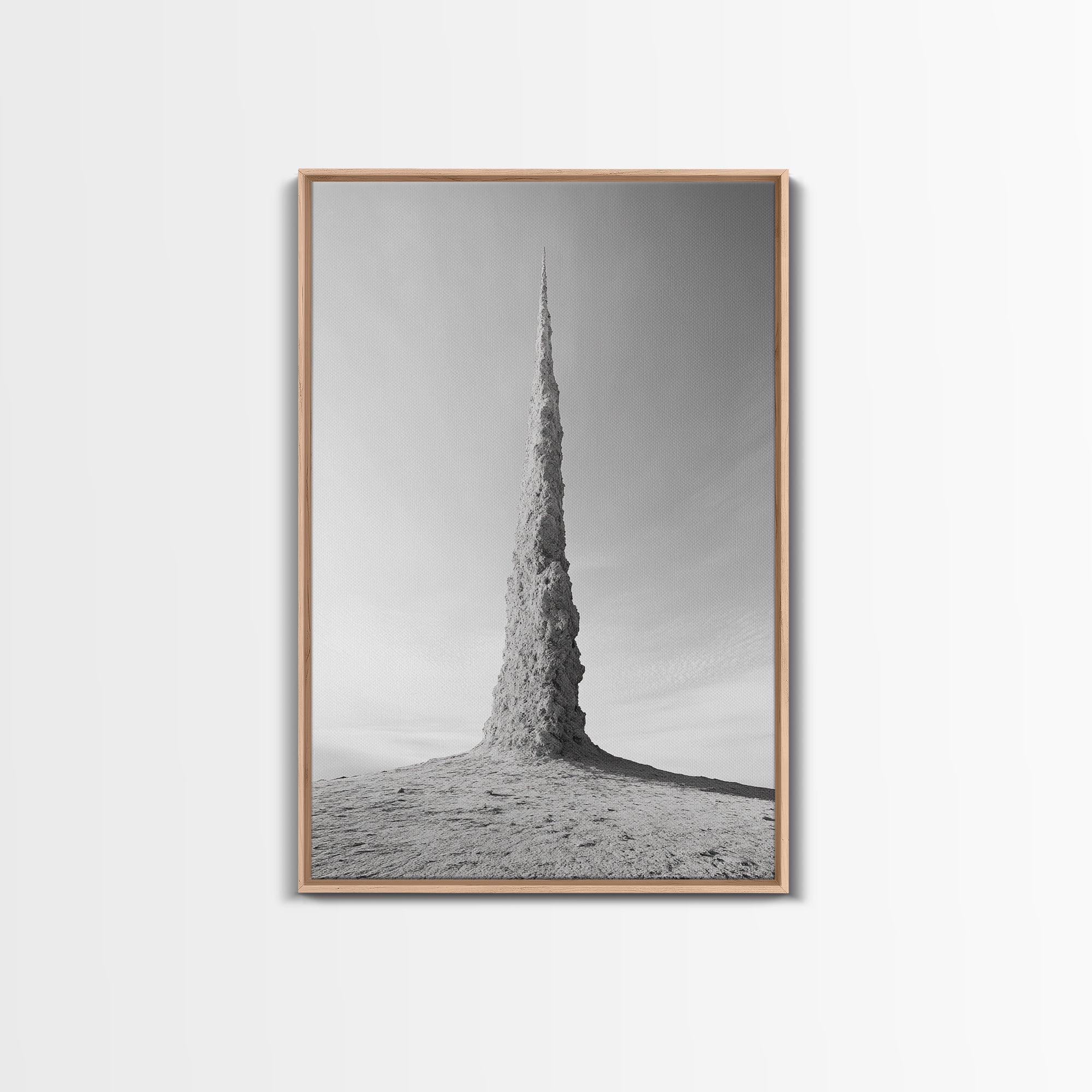 Rock Spire, Desert Sculpture, Abstract Form, Canvas Print, Surreal Landscape Art, Minimalist Wall Decor, Earthy Modern Home Accent Light Oak Frame