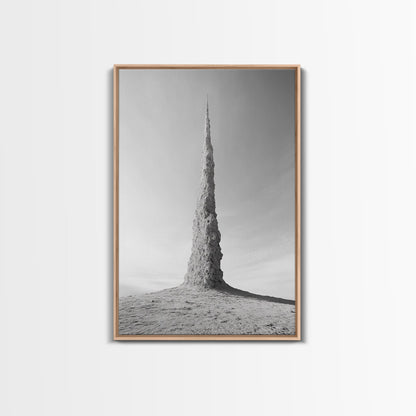Rock Spire, Desert Sculpture, Abstract Form, Canvas Print, Surreal Landscape Art, Minimalist Wall Decor, Earthy Modern Home Accent Light Oak Floater